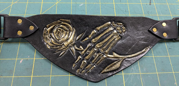 Hand-Tooled leather belt piece