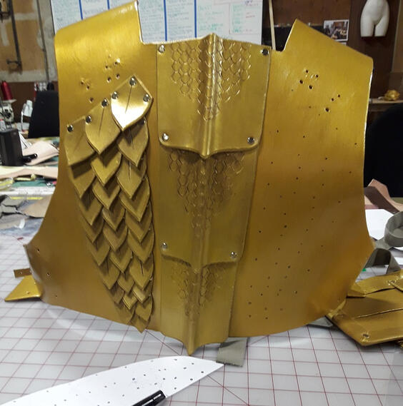 Fire Wu build progress (back of breastplate)