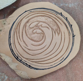 Tooled Leather Belt Buckle WIP